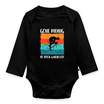 Cycling Road Bike Bicycle Gravel Time Trial Bike - Organic Longsleeve Baby Bodysuit - black - Front
