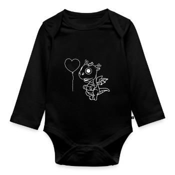 Bébé Cœur Ballon Dragon Animaux Mythiques Fantaisie - Body Bébé bio manches longues - noir - Devant