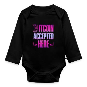 bitcoin accepted - Organic Longsleeve Baby Bodysuit - black - Front
