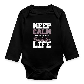 keep calm bachelor - Baby Bio-Langarm-Body - Schwarz - Vorne