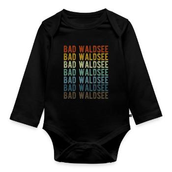 Bad Waldsee Stadt Retro Vintage - Baby Bio-Langarm-Body - Schwarz - Vorne