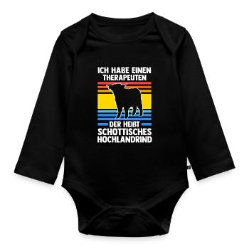 Hochlandrind Zucht Schottland Geschenk - Baby Bio-Langarm-Body - Schwarz - Vorne