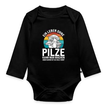 Pilze Sammeln Pilzsucher Geschenk - Baby Bio-Langarm-Body - Schwarz - Vorne