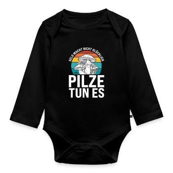 Pilze Sammeln Pilzjagd Geschenk - Baby Bio-Langarm-Body - Schwarz - Vorne
