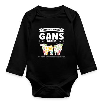 Rind Schottisches Hochlandrind Bauernhof Geschenk - Baby Bio-Langarm-Body - Schwarz - Vorne
