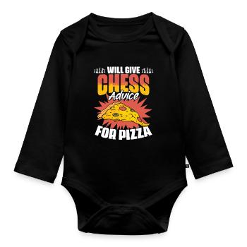 Chess Lesson Funny Board Game Enthusiast - Organic Longsleeve Baby Bodysuit - black - Front