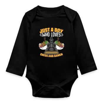 Just a boy who played funny chessboard games for - Organic Longsleeve Baby Bodysuit - black - Front