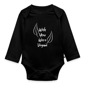 Vegan Veganer Tierschutz Vegetarier Vegetarisch - Baby Bio-Langarm-Body - Schwarz - Vorne