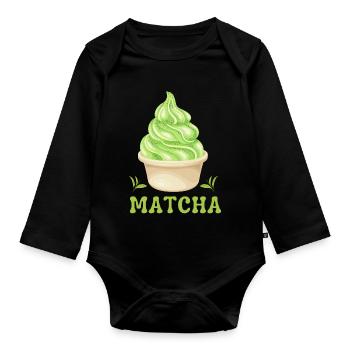 Été crème glacée thé matcha - Body Bébé bio manches longues - noir - Devant