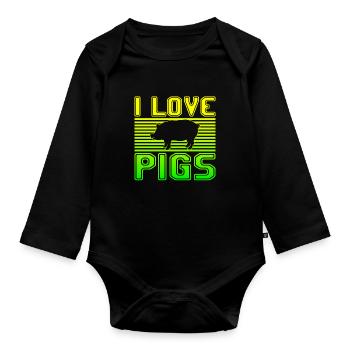 J’adore les cochons - Body Bébé bio manches longues - noir - Devant