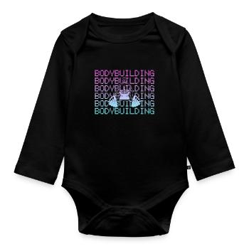 culturisme - Body Bébé bio manches longues - noir - Devant