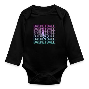 Basket-ball - Body Bébé bio manches longues - noir - Devant