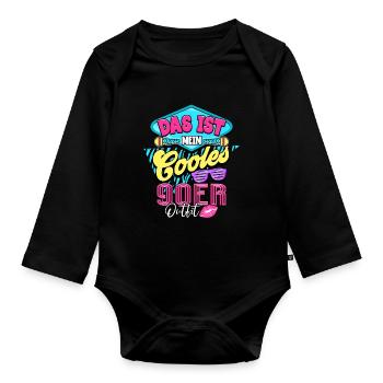 nineties - Organic Longsleeve Baby Bodysuit - black - Front