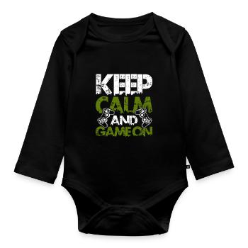 keep calm gamer - Baby Bio-Langarm-Body - Schwarz - Vorne