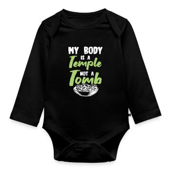 körper tempel vegan - Baby Bio-Langarm-Body - Schwarz - Vorne