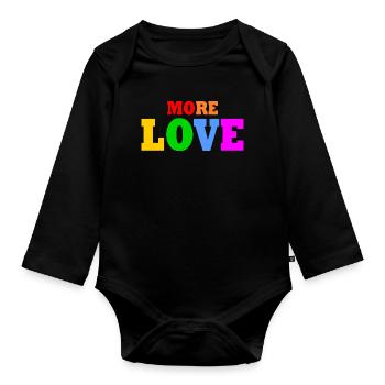 More love - Organic Longsleeve Baby Bodysuit - black - Front
