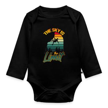 Rock Climbing Retro The Sky Is The Limit Funny - Organic Longsleeve Baby Bodysuit - black - Front