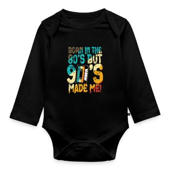 80s Born In The 80s - Organic Longsleeve Baby Bodysuit - black - Front