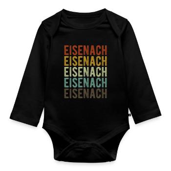 Eisenach Stadt Retro Vintage - Baby Bio-Langarm-Body - Schwarz - Vorne