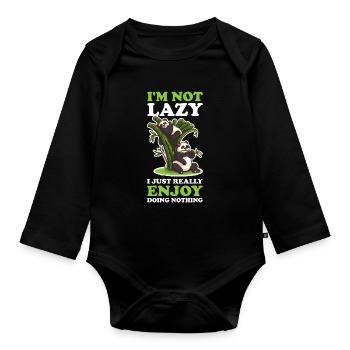 In Need Lazy Panda Bear Gift - Organic Longsleeve Baby Bodysuit - black - Front