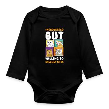Chats introvertis Cadeau introverti - Body Bébé bio manches longues - noir - Devant