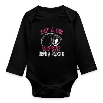 Just A Girl Who Loves Badger - Organic Longsleeve Baby Bodysuit - black - Front