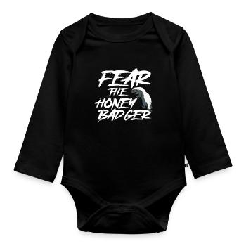 Peur du blaireau de miel - Body Bébé bio manches longues - noir - Devant