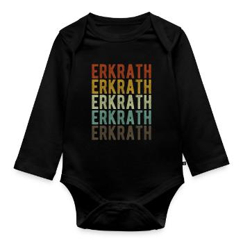 Erkrath Stadt Retro Vintage - Baby Bio-Langarm-Body - Schwarz - Vorne