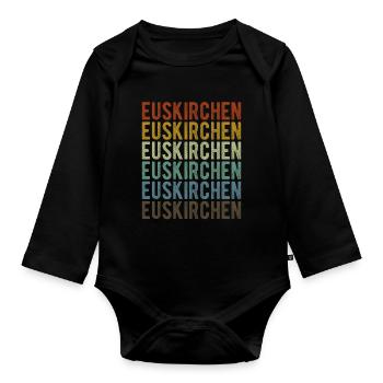 Euskirchen Stadt Retro Vintage - Baby Bio-Langarm-Body - Schwarz - Vorne