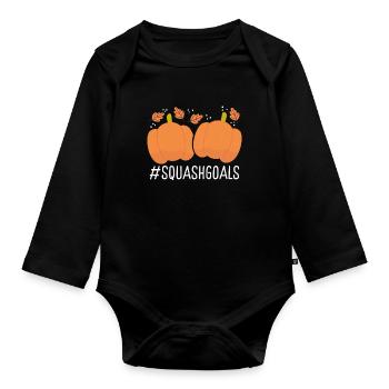 Kürbis Zum Erntedankfest - Baby Bio-Langarm-Body - Schwarz - Vorne