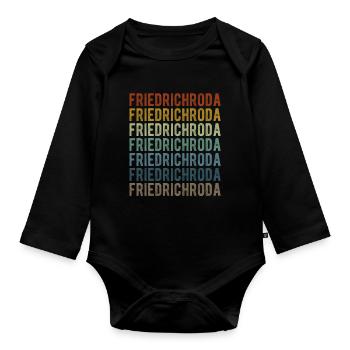 Friedrichroda Stadt Retro Vintage - Baby Bio-Langarm-Body - Schwarz - Vorne