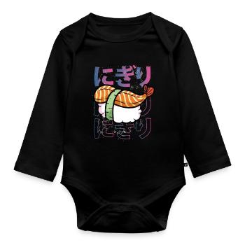 Sushi Kawaii Nigiri sucré - Body Bébé bio manches longues - noir - Devant