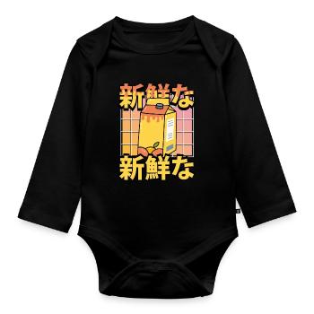 Süßer Kawaii Orangensaft - Baby Bio-Langarm-Body - Schwarz - Vorne