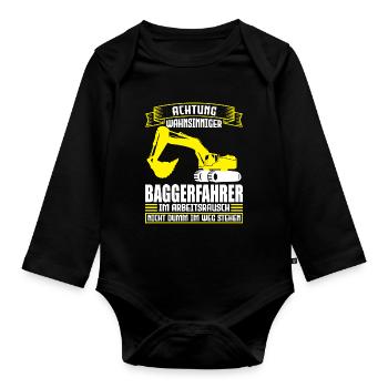 Baggerfahrer Job Bagger Geschenk - Baby Bio-Langarm-Body - Schwarz - Vorne