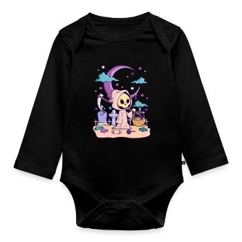 Creepy Kawaii Halloween Gruseliges Geschenk Goth - Baby Bio-Langarm-Body - Schwarz - Vorne