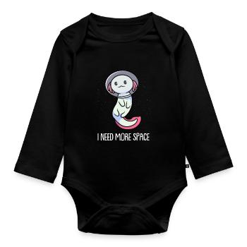 Axolotl Salamander - Baby Bio-Langarm-Body - Schwarz - Vorne