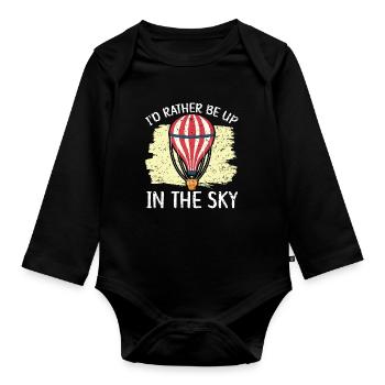 Je préfère être montgolfière douce dans le ciel - Body Bébé bio manches longues - noir - Devant