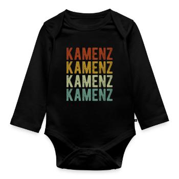 Kamenz Stadt Retro Vintage - Baby Bio-Langarm-Body - Schwarz - Vorne