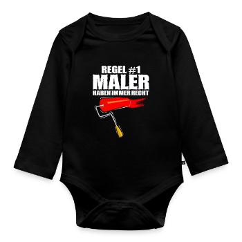 Maler - Baby Bio-Langarm-Body - Schwarz - Vorne