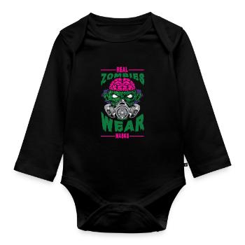 Scary halloween pumpkin witches zombie ghosts - Organic Longsleeve Baby Bodysuit - black - Front