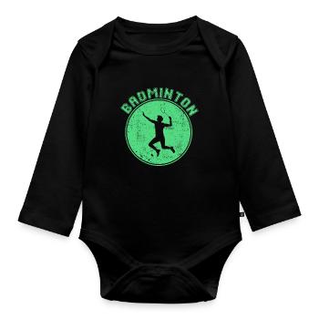 Badminton - Baby Bio-Langarm-Body - Schwarz - Vorne