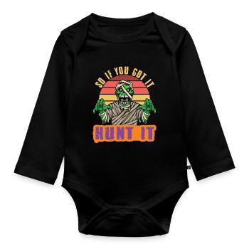 Scary halloween pumpkin witches zombie ghosts - Organic Longsleeve Baby Bodysuit - black - Front