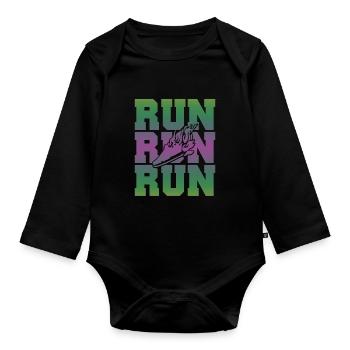 rennen run - Baby Bio-Langarm-Body - Schwarz - Vorne