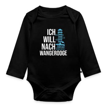 Wangerooge Norddeutschland Nordsee Geschenk - Baby Bio-Langarm-Body - Schwarz - Vorne