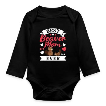 Best Beaver Mom ever Wildlife Animal Dam Na - Organic Longsleeve Baby Bodysuit - black - Front