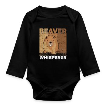 Beaver Whisperer Wildlife Animal Canada Dam Rodent - Organic Longsleeve Baby Bodysuit - black - Front