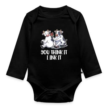 You Think It I Ink It Tattoo Gift - Body Bébé bio manches longues - noir - Devant
