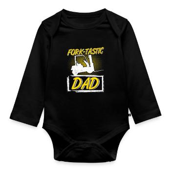 Staplerfahrer Gabelstapler Fork-Tastic Dad - Baby Bio-Langarm-Body - Schwarz - Vorne