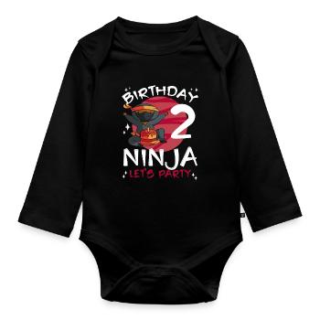 Ninja mignon pour le 2ème anniversaire - Body Bébé bio manches longues - noir - Devant