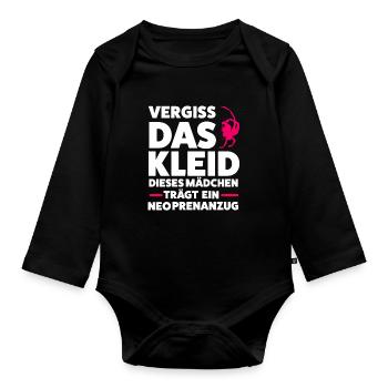 Taucherin Tauchen Tauchanzug Geschenk - Baby Bio-Langarm-Body - Schwarz - Vorne